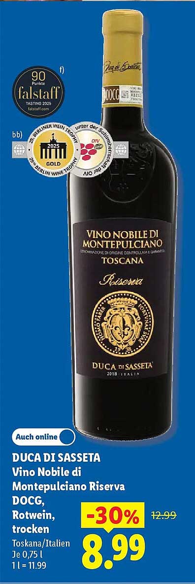 DUCA DI SASSETA Vino Nobile di Montepulciano Riserva DOCG, Rotwein, trocken