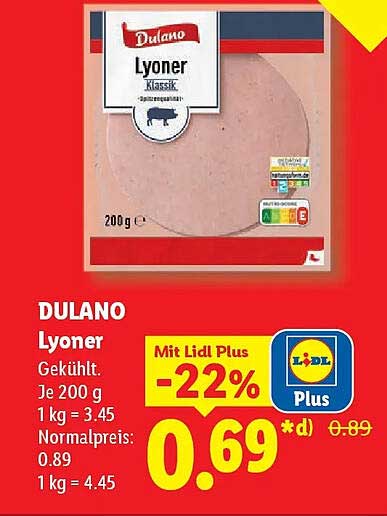 DULANO Lyoner Gekühlt. Je 200 g
