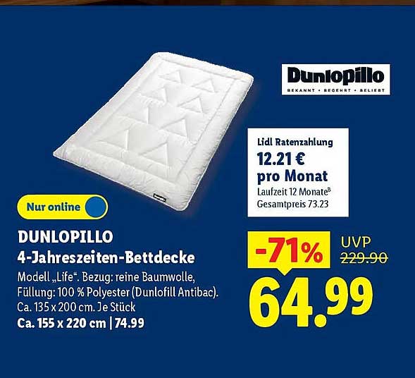 DUNLOPILLO 4-Jahreszeiten-Bettdecke