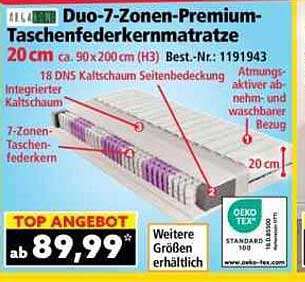 Duo-7-Zonen-Premium-Taschenfederkernmatratze