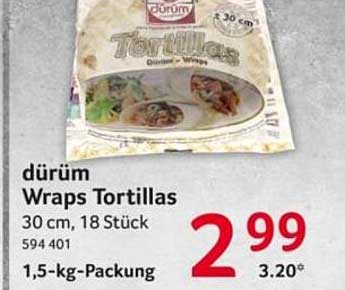 dürüm Wraps Tortillas 30 cm, 18 Stück 1,5-kg-Packung