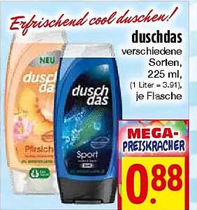duschdas verschiedene Sorten, 225 ml, 1 Liter = 3,91, je Flasche