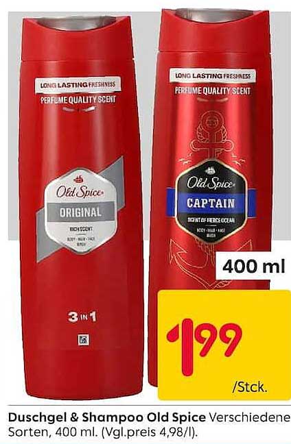 Duschgel & Shampoo Old Spice Verschiedene Sorten, 400 ml. (Vgl.preis 4,98/l).