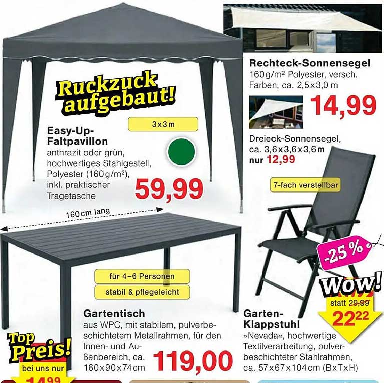 Easy-Up-Faltpavillon anthrazit oder grün, hochwertiges Stahlgestell, Polyester (160g/m²), inkl. praktischer Tragetasche