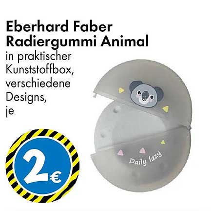 Eberhard Faber Radiergummi Animal in praktischer Kunststoffbox, verschiedene Designs, je