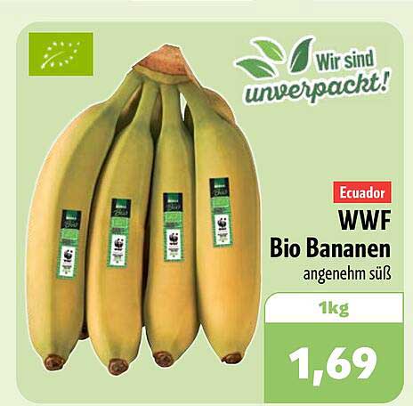 Ecuador WWF Bio Bananen angenehm süß 1kg