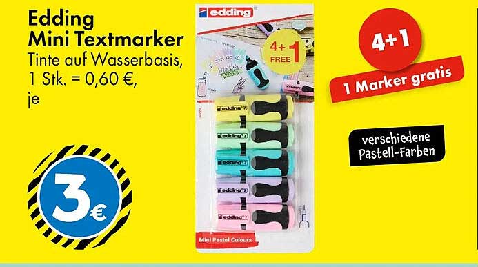 Edding Mini Textmarker Tinte auf Wasserbasis, 1 Stk. = 0,60 €, je