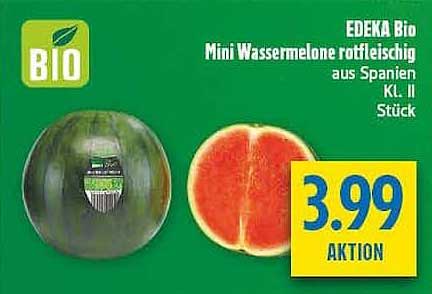 EDEKA Bio Mini Wassermelone rotfleischig aus Spanien Kl. II Stück