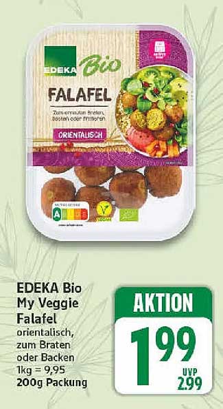 EDEKA Bio My Veggie Falafel orientalisch, zum Braten oder Backen 1kg = 9,95 200g Packung