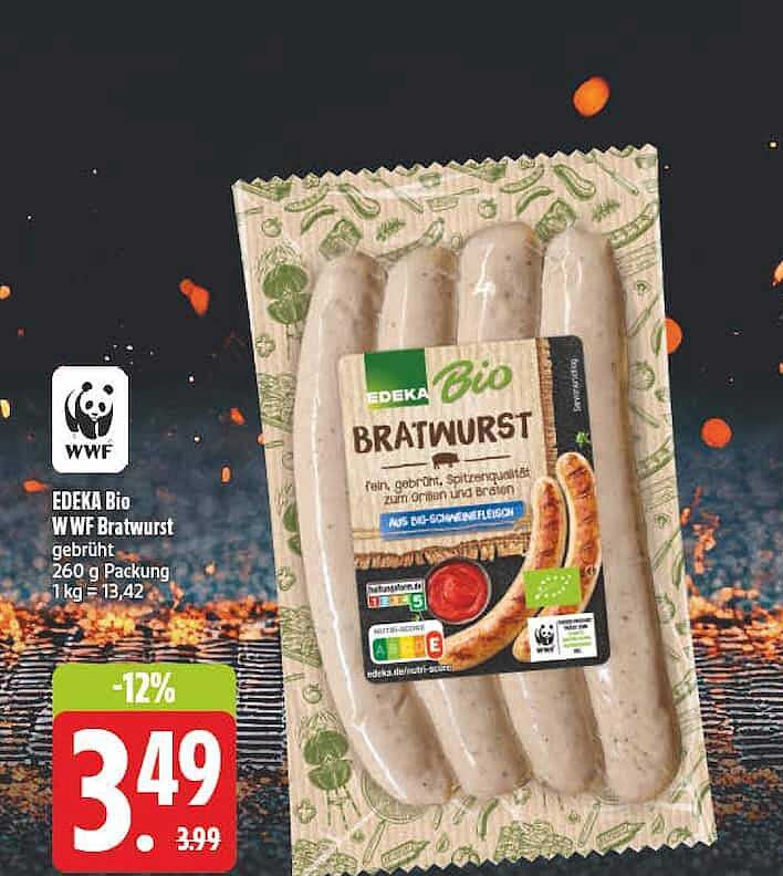 EDEKA Bio WWF Bratwurst gebrüht 260 g Packung