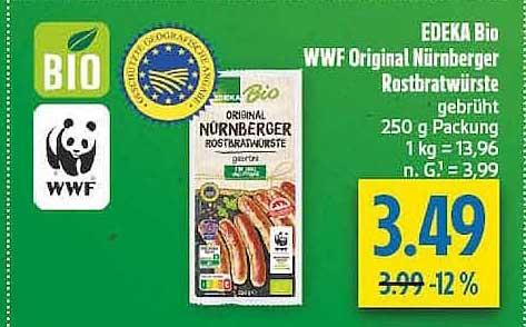 EDEKA Bio WWF Original Nürnberger Rostbratwürste gebrüht