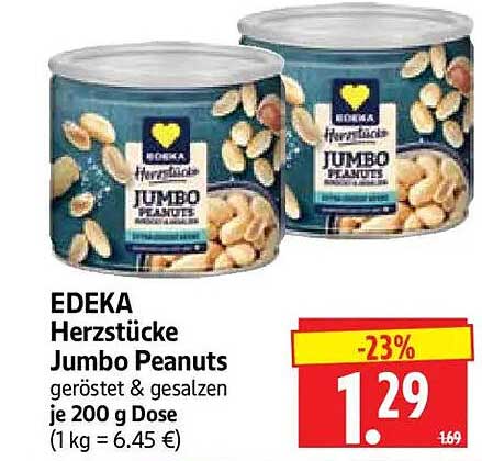 EDEKA Herzstücke Jumbo Peanuts geröstet & gesalzen je 200 g Dose
