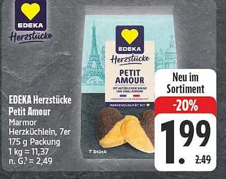 EDEKA Herzstücke Petit Amour Marmor Herzküchlein, 7er 175 g Packung