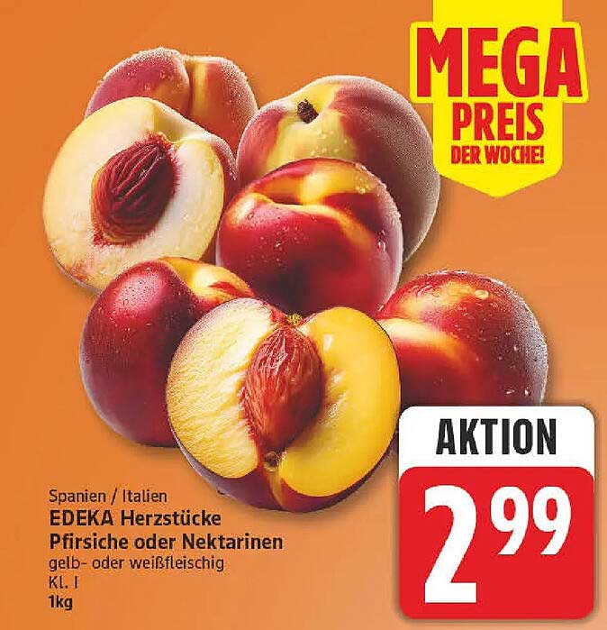 EDEKA Herzstücke Pfirsiche oder Nektarinen