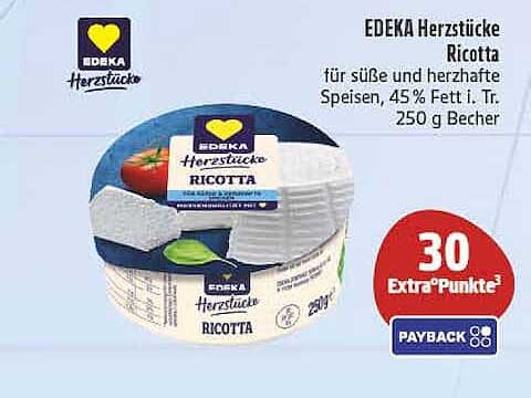 EDEKA Herzstücke Ricotta für süße und herzhafte Speisen, 45 % Fett i. Tr. 250 g Becher