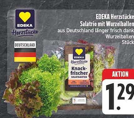 EDEKA Herzstücke Salatmix mit Wurzelballen aus Deutschland länger frisch dank Wurzelballen Stück