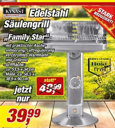 Edelstahl Säulengrill „Family Star“