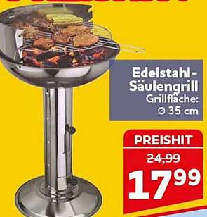 Edelstahl-Säulengrill Grillfläche: Ø 35 cm