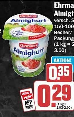 Ehrmann Almighurt versch. Sorten 150-100g Becher/Packung (1 kg = 2,35)