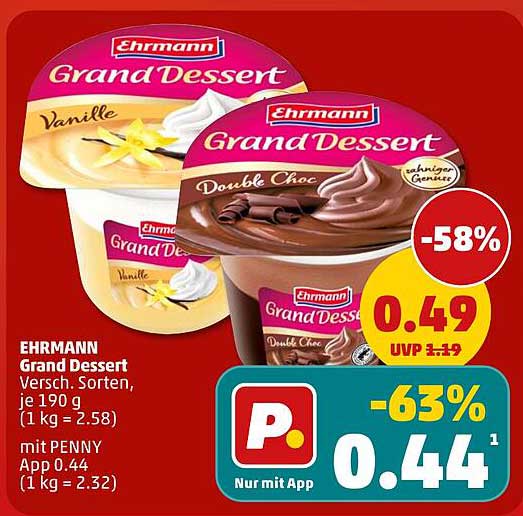 EHRMANN Grand Dessert Versch. Sorten, je 190 g