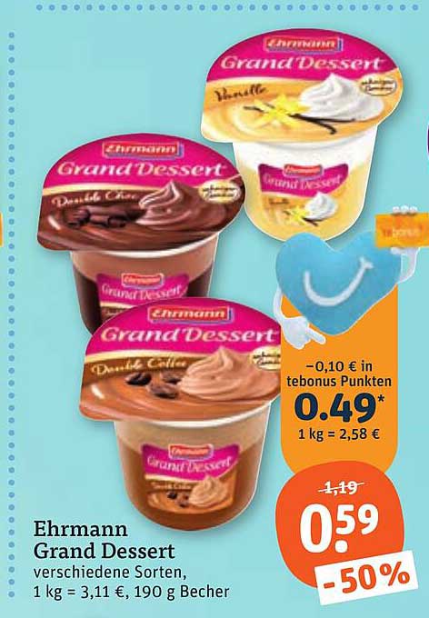 Ehrmann Grand Dessert verschiedene Sorten, 190 g Becher