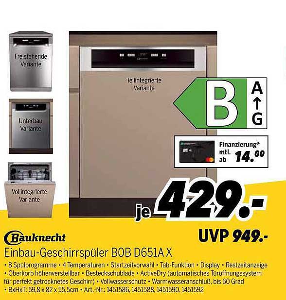 Einbau-Geschirrspüler BOB D651AX