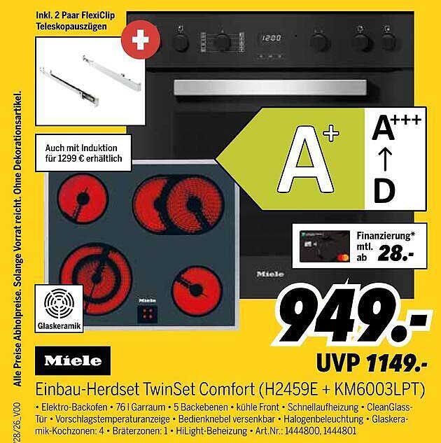 Einbau-Herdset TwinSet Comfort (H2459E + KM6003LPT)