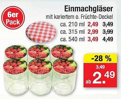 Einmachgläser mit kariertem o. Früchte-Deckel