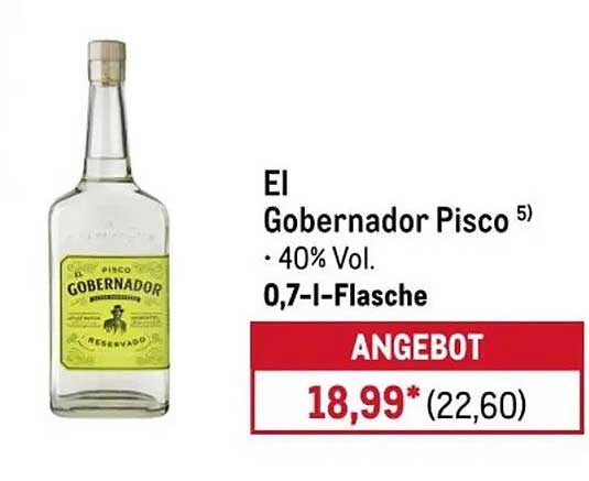 El Gobernador Pisco 5) • 40% Vol. 0,7-l-Flasche