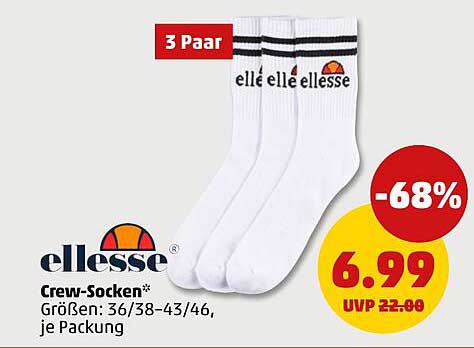 ellesse Crew-Socken* Größen: 36/38–43/46, je Packung