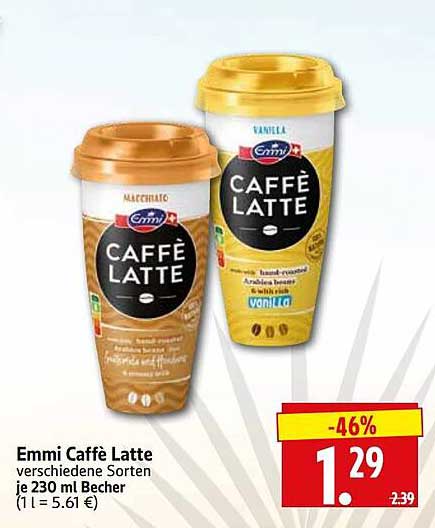 Emmi Caffè Latte verschiedene Sorten je 230 ml Becher (1 l = 5.61 €)