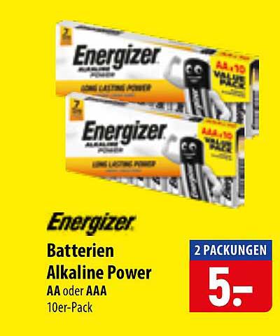 Energizer Batterien Alkaline Power AA oder AAA 10er-Pack