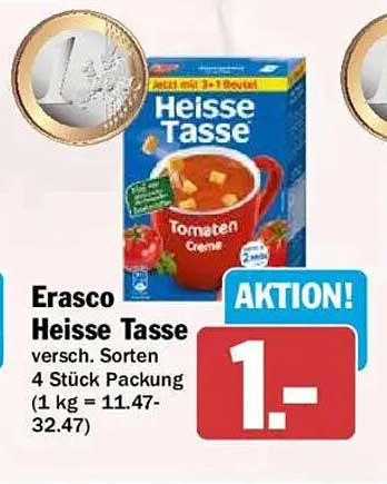 Erasco Heiße Tasse versch. Sorten 4 Stück (1 kg = 11.47-32.47)