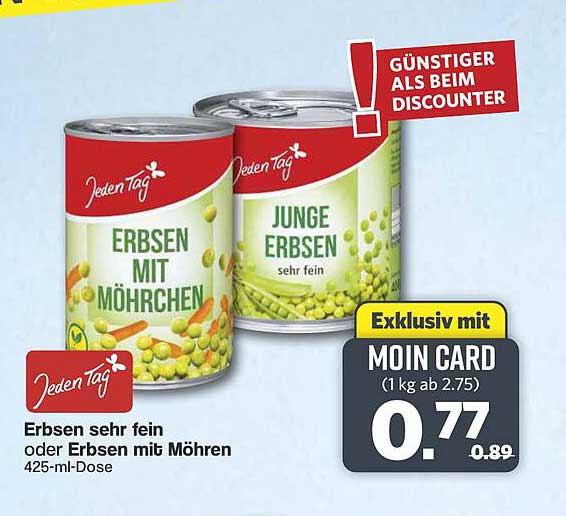 Erbsen sehr fein oder Erbsen mit Möhren 425-ml-Dose