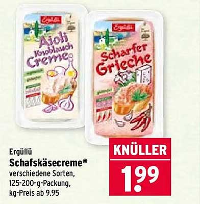 Ergüllü Schafskäsecreme* verschiedene Sorten, 125-200-g-Packung, kg-Preis ab 9,95