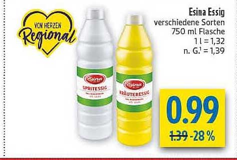 Esina Essig verschiedene Sorten 750 ml Flasche