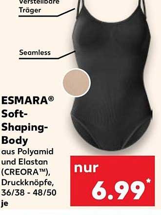 ESMARA Soft-Shaping-Body aus Polyamid und Elastan (CREORA™), Druckknöpfe, 36/38 - 48/50 je