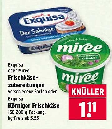 Exquisa oder Miree Frischkäse-zubereitungen