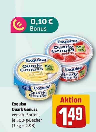 Exquisa Quark-Genuss versch. Sorten, je 500-g-Becher (1 kg = 2.98)