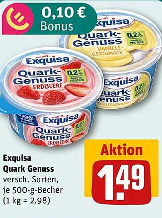 Exquisa Quark Genuss versch. Sorten, je 500-g-Becher (1 kg = 2.98)