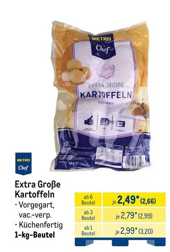 Extra Große Kartoffeln • Vorgegart, vac.-verp. • Küchenfertig 1-kg-Beutel