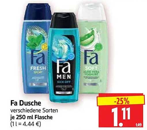 Fa Dusche verschiedene Sorten je 250 ml Flasche (1 l = 4.44 €)