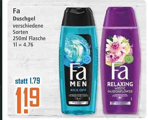Fa Duschoel verschiedene Sorten 250ml Flasche 1 l = 4.76
