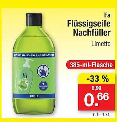 Fa Flüssigseife Nachfüller Limette 385-ml-Flasche