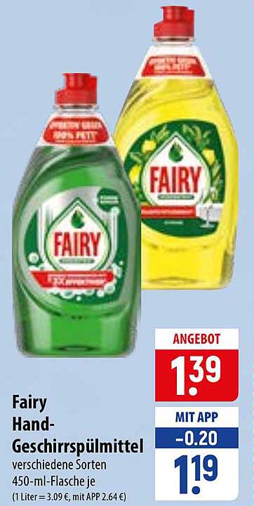 Fairy Hand-Geschirrspülmittel verschiedene Sorten 450-ml-Flasche je