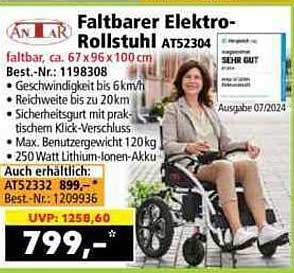 Faltbarer Elektro-Rollstuhl AT52304