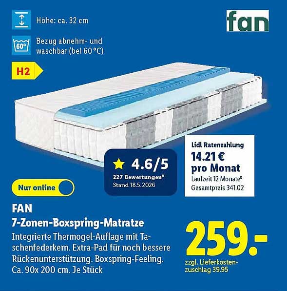 FAN 7-Zonen-Boxspring-Matratze