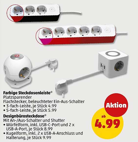 Farbige Steckdosenleiste*