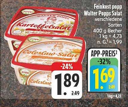 Feinkost popp Walter Popps Salat verschiedene Sorten