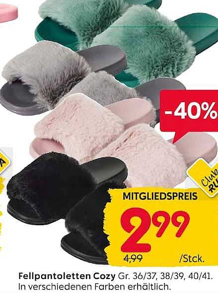 Fellpantoletten Cozy Gr. 36/37, 38/39, 40/41. In verschiedenen Farben erhältlich.